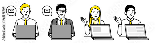 パソコンを操作するビジネスマン 男女