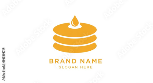 Pancake Stack Logo Design with Syrup Drip for Breakfast Brand.