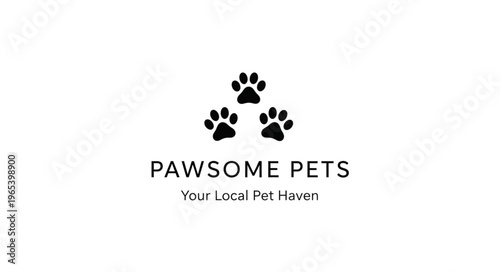 Pawsome Pets Logo - A Haven for Local Pets with Paw Prints.