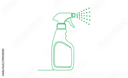 Minimal outline icon of a disinfectant spray bottle isolated on white.