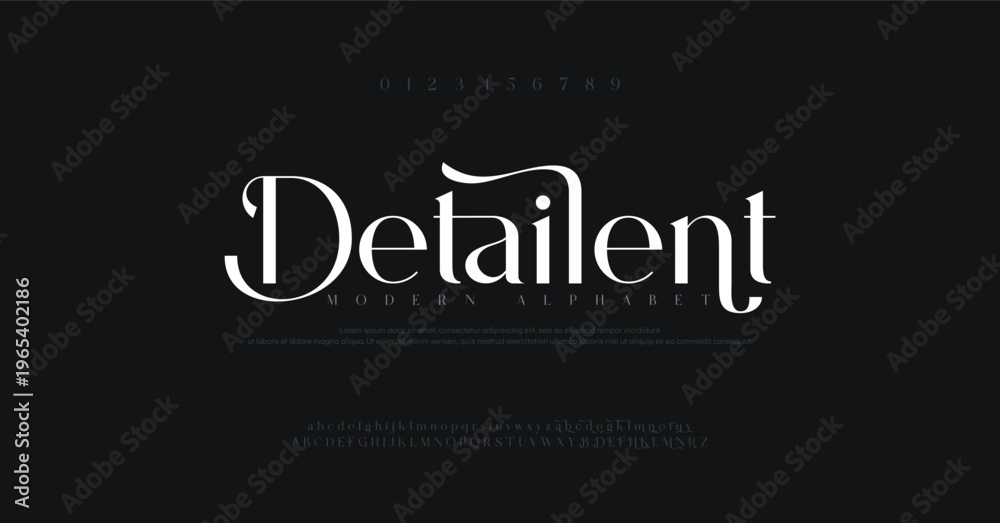 Fototapeta premium Luxury wedding alphabet letters font and number. Typography elegant classic lettering serif fonts.