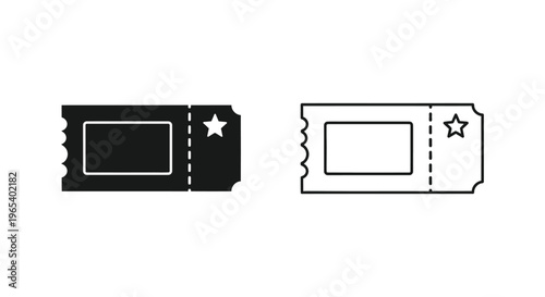 Black and white movie ticket stubs with star Vector