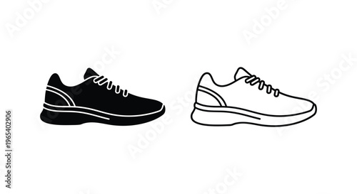 Black and white shoes side by side Vector