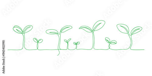 Eco friendly sprout silhouettes presented in a clean line icon set.