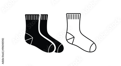 Black and white sock illustration Vector