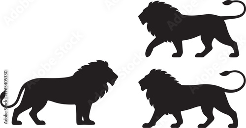 Lion silhouette set. isolated vector image of african carnivore