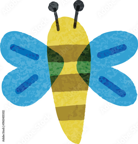 Bee Illustration for Children Riso Art Style