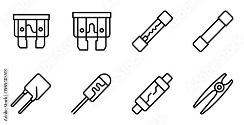 Electrical component symbols including fuse holder fuse resistor and wire cutter tool