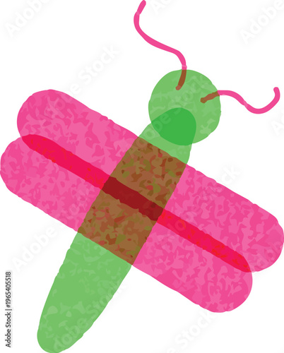 Dragonfly Animal Illustration for Children Riso Art Style