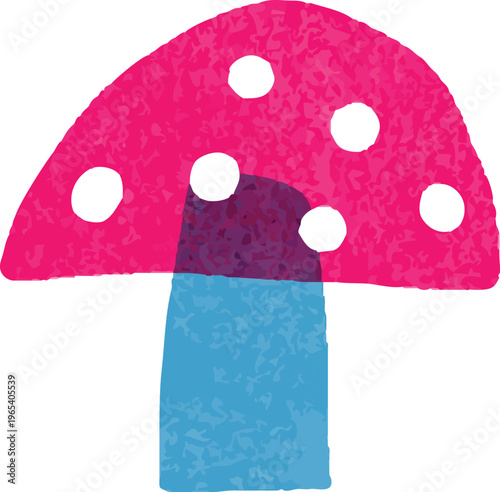 Musroom Illustration for Kids Riso Art Style