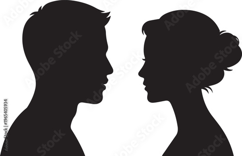 Man and woman silhouette face to face vector