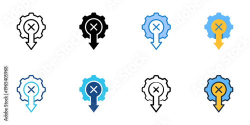 Error reduction icons set multiple style collection. Editable stroke 

