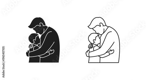 Father and baby, father holding baby, love Vector