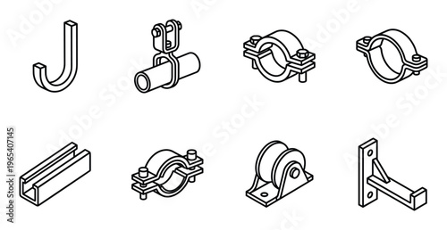 Metal plumbing fittings pipe clamps conduit hangers and rail brackets for construction