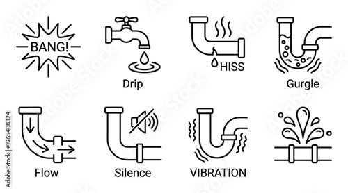 Plumbing sounds drip hiss gurgle flow silence vibration pipe leak noise water sound effects