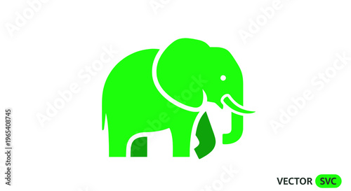 Bright Green Elephant Icon Vector Illustration