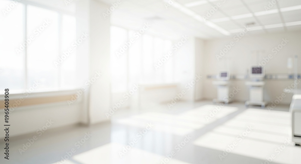 Fototapeta premium Bright and Clean Hospital Room Interior with Soft Lighting and Modern Medical Equipment for Healing