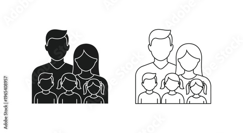 Family line art illustration Vector