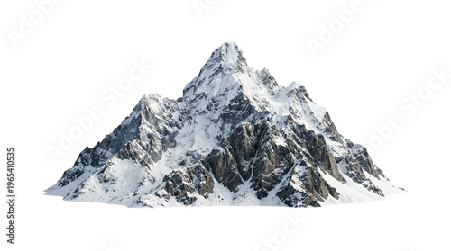 Canvas Print Majestic snowy mountain peak isolated on transparent background