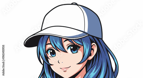 Close-up pixelated anime-style portrait of a girl with blue hair
