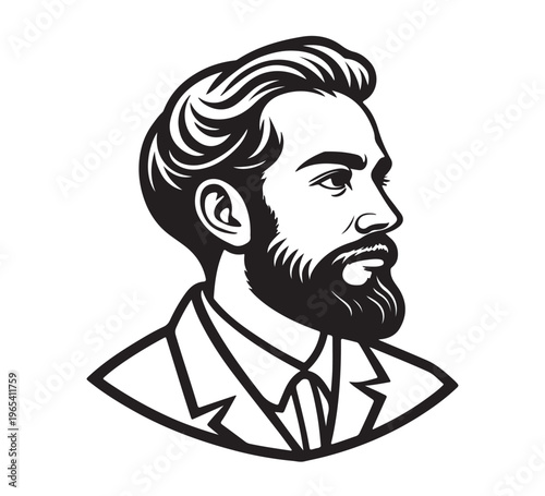 Illustration of a distinguished gentleman with a beard and suit, embodying classic style and sophistication