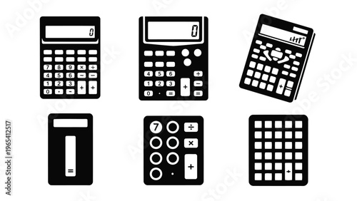 Vintage and modern calculators showcasing different styles and functions from past decades Vector