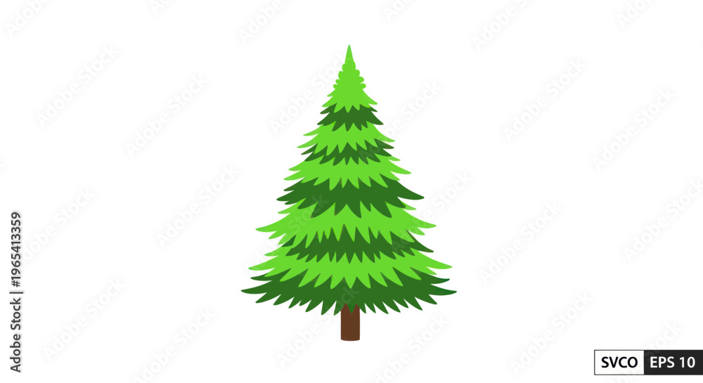 Obraz premium Evergreen Pine Tree Vector Icon Isolated on White Background