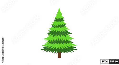 Evergreen Pine Tree Vector Icon Isolated on White Background