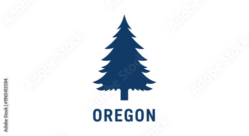 Oregon Flag with Evergreen Tree Silhouette and Text