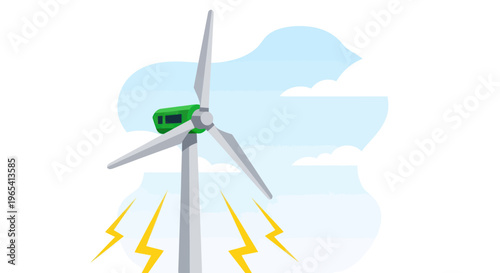 Modern Wind Turbine Generating Clean Green Energy