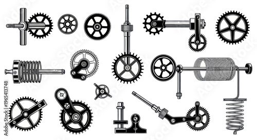 Steampunk Mechanical Parts Collection: Gears, Springs, Levers