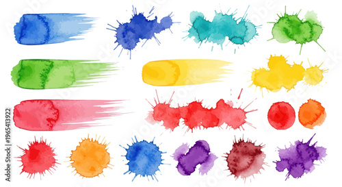 Watercolor Paint Splatter Brush Strokes Collection