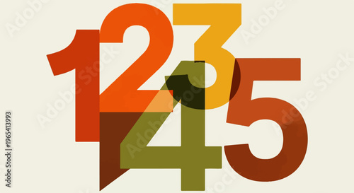 Bold, overlapping numbers 1 through 5 in warm, earthy tones