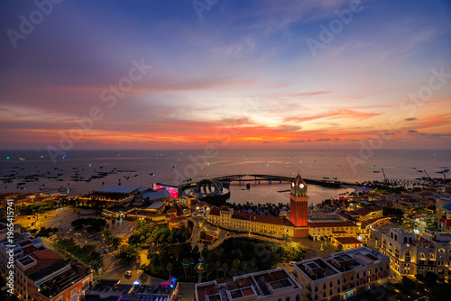 Dramatic sunset sky over Sunset Town Phu Quoc coast