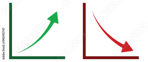 Financial Line Charts with Green Upward and Red Downward Arrows Representing Stock Market Volatility Economic Growth Business Success And Financial Loss Risks.