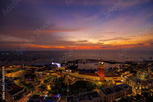 Dramatic sunset sky over Sunset Town Phu Quoc coast