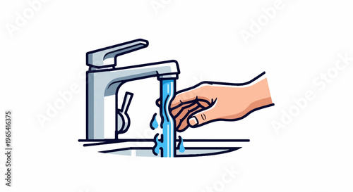 Hand under faucet with running water