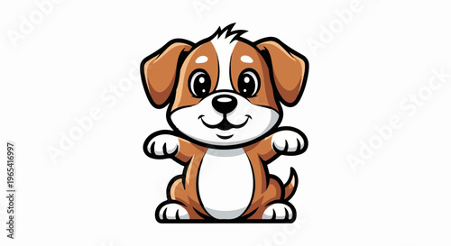 Adorable cartoon dog with big eyes and floppy ears, sitting