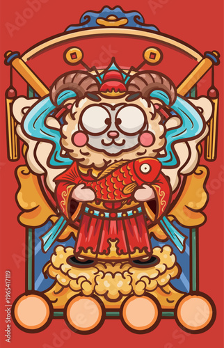 Hand-drawn cartoon sheep year illustration poster material