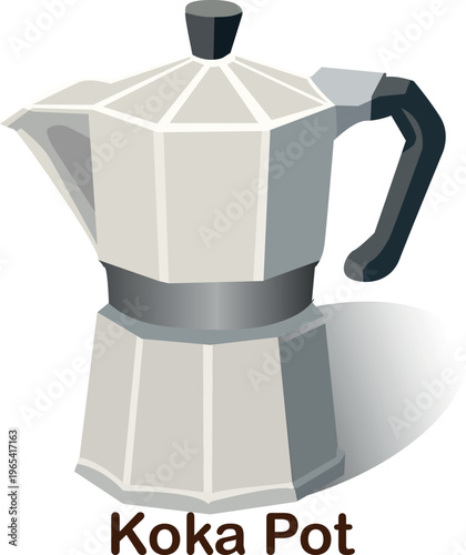 Coca Pot, Silver, 3D vector illustration 