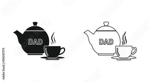 Dad tea time teapot cup father's day Vector