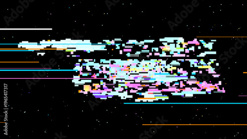Abstract digital glitch vector in signal noise style with red pink accents, focused on digitalization and data transformation. Ideal for tech branding, UI, and sci-fi graphics.