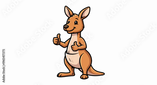 Cartoon kangaroo with thumbs up, smiling, on a white background