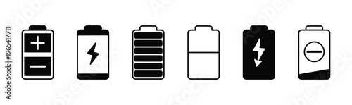 Battery icons set. Battery icon set – charging status collection. Battery level, energy, full. Power low up status batteries logo. Vector illustration 