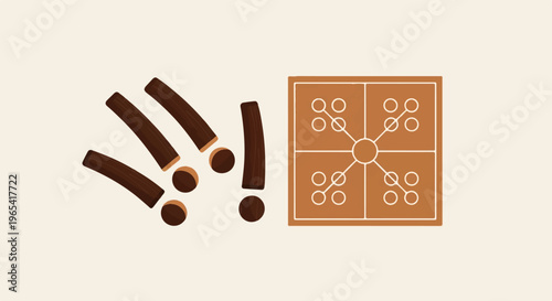 Abstract illustration of game pieces and a board