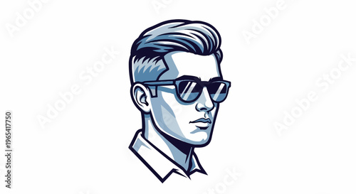 Stylish man with swept-back hair and sunglasses