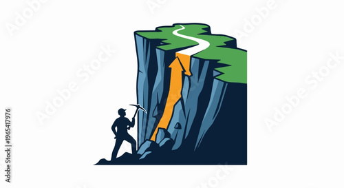 Miner starts path to success up cliff, overcoming obstacles