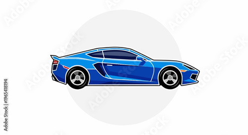 A sleek, blue sports car with tinted windows and alloy wheels