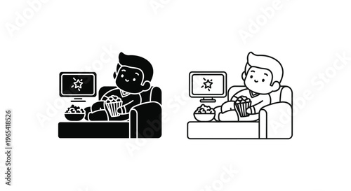 Tv watching cartoon characters Vector