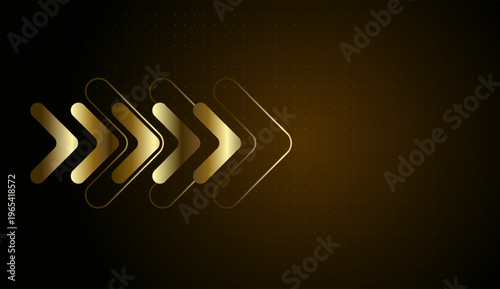 Dynamic gold arrows move across a dark grid, symbolizing the rapid innovation found in modern Business. The arrows act as digital Charts, visualizing a steady up-ward